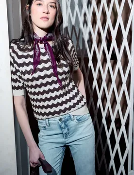 Street One Gemusterter Pullover female Weiß - Street One Studio - FashionsVida