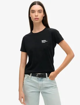 Superdry Damen Schwarz Eng Anliegendes Sport Luxe Oberteil mit Grafik, Größe: 36 - Größe: 36 - 44.99 - FashionsVida