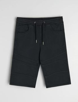 Pantaloncini jogger in denim - nero