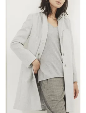 Womens Nipper Coat In Light Grey Wool - Size X-Large - Great Plains FCUK - FashionsVida