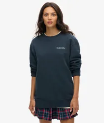 Superdry Damen Lässiges OverGrößed Core Logo City Rundhalssweatshirt Blau - Größe: XL