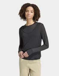 Womens Top Soft Lux Sheer Long-sleeve - Nero, nero nero Donna taglia 2XL