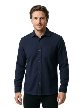 Camicia A Maniche Lunghe 1510568 Navy 2XL - Fynch Hatton - FashionsVida