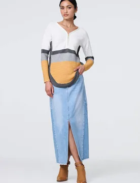Colour Block Zip Detail V-Neck Jumper - Yellow - Size: 10 - Izabel London - FashionsVida