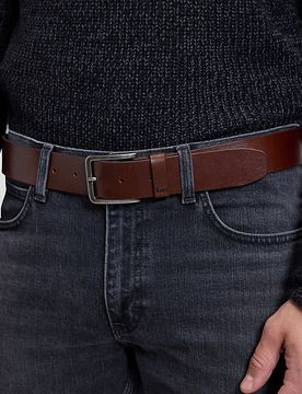 Embossed Logo Leather Belt Dark Brown Größe 90 male
