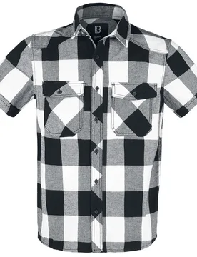 Kurzarmhemd - Checkshirt halfsleeve - M bis 5XL - für Männer - Größe M - weiß/schwarz - Männer - male - Brandit - FashionsVida