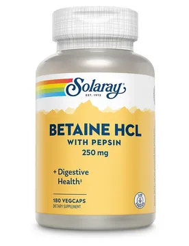Capsule Betaine Hcl With Pepsin 250mg Enzymes And Digestive Aids 180 Unità