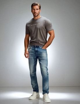 Jeans slim fit con effetto lavaggio - blu