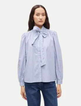 Gestreifte Bluse mit Schluppe Blau S - Pepe jeans - FashionsVida