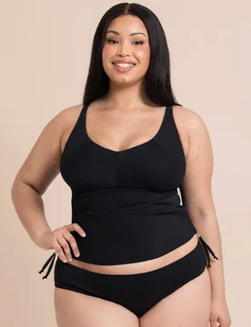Jet Set Multiway Tankini Top Drawstring - Black - Size: 30G/GG - Curvy Kate - FashionsVida
