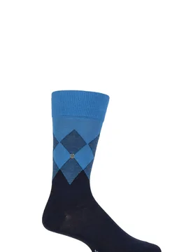 Mens 1 Pair Hampstead Cotton Argyle Socks Marine 6.5-11 Mens - Blue - Size: 6.5-11 Mens - Burlington - FashionsVida