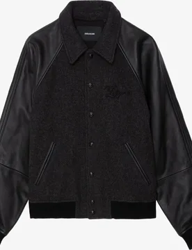 Zadig & Voltaire - Cazadora bomber de hombre bimaterial con mangas de cuero - Zadig & Voltaire - FashionsVida