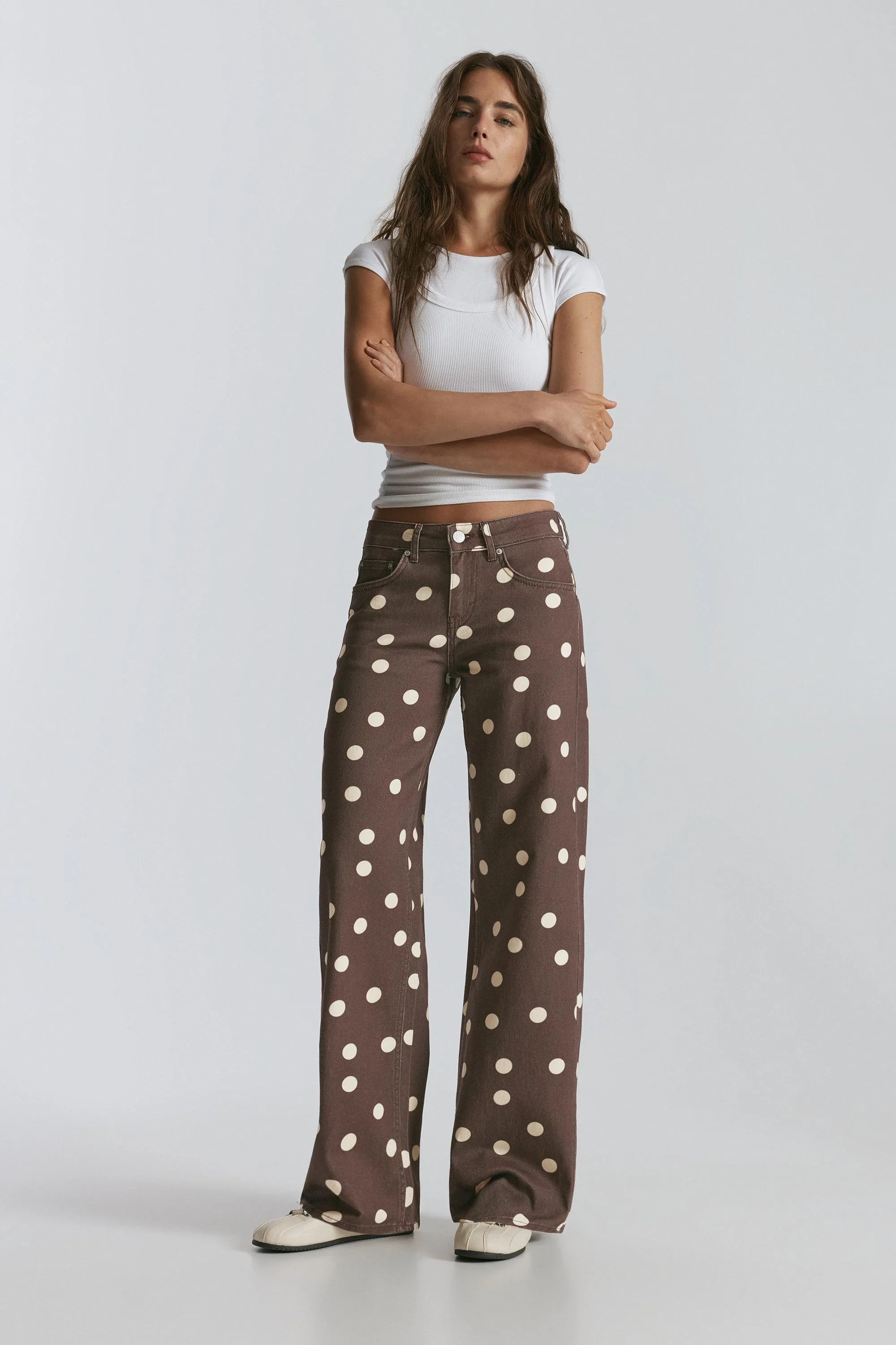 Brown Polka Dot Jeans (Size: ) - Pull&bear - FashionsVida
