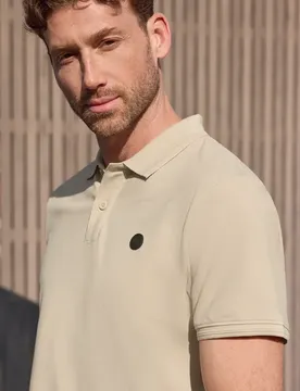 Street One Kurzarm Poloshirt in Stretchqualität male Beige