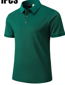 Camisa polo de hombre de unicolor, transpirable, casual y deportiva. Polo cómodo y elástico para correr, hacer ejercicio y entrenar - Shein - FashionsVida
