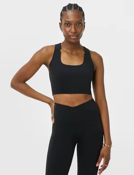 All Day Wrap Crop Top Black - Sweaty betty - FashionsVida