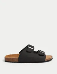 Leather Slip-On Sandals Black male