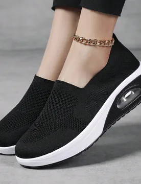 Nuevos zapatos casuales de moda versátiles sin cordones con suela de cojín de aire para mujer de talla grande - Shein - FashionsVida