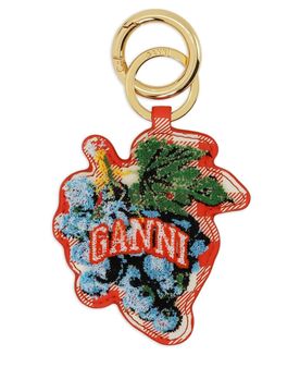 Gold-tone keyring and clasp logo keychain