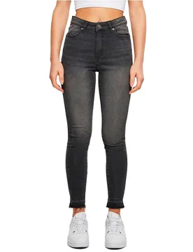 Jeans A Vita Alta Skinny Open Hem Black Washed 28 - Urban classics - FashionsVida