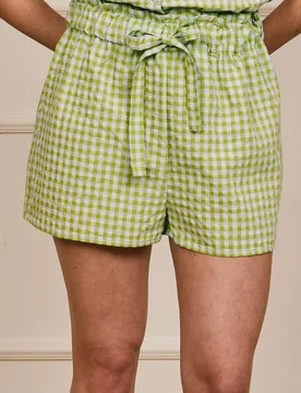 Short con lazo ajustable a cuadros - Bohodot - FashionsVida