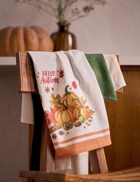 Strofinacci da cucina in cotone con motivo autunnale 3 pack - multicolor