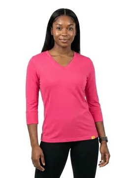 T-shirt Da Donna A Maniche 3/ Uv 50+ V-neck