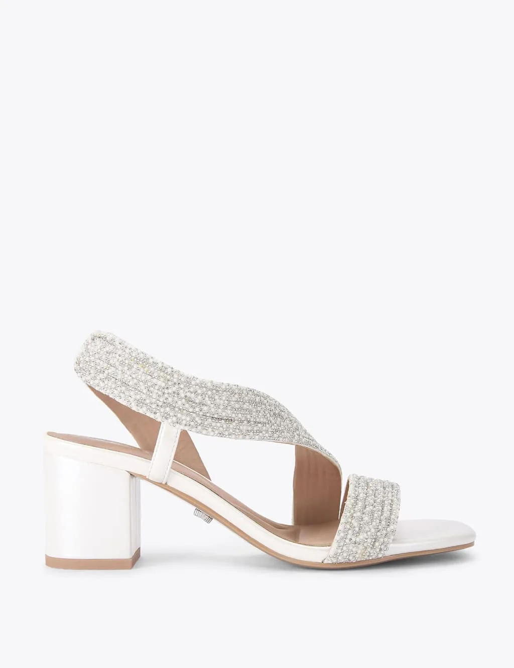 Sparkle Block Heel Slingback Sandals White female - Carvela - FashionsVida