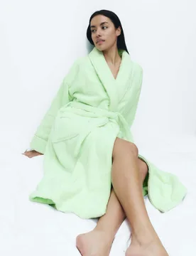 Pure Cotton Towelling Dressing Gown Pistachio female - M&S - FashionsVida