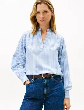 POPLIN V-NK BLOUSE female - 40 - FashionsVida