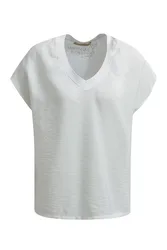 CRINKLED V-NECK THIRT BLOUE female