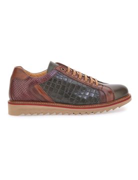 Scarpe Stringate Marroni e Verdi In Vera Pelle Made in Italy PT325 42