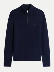 Strickpullover mit Half-Zip Blau XL