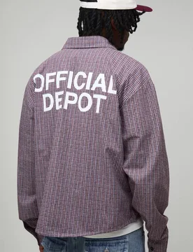 Herren Tall Oversized Boxy Official Depot Print Mikro-Karo Hemd Blue Größe Small - boohooMAN - FashionsVida