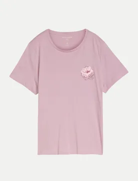 T-Shirt mit Rundhalsausschnitt Rosa L - Tom Tailor Casual - FashionsVida