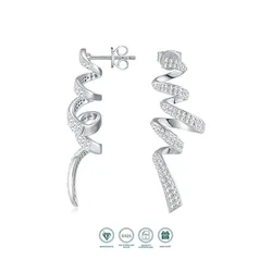 YISON S925 Sterling Silver Spiral Moissanite Earrings for Women Twisted Design with Moissanite Elegant Fashion Fine Jewelry Gift