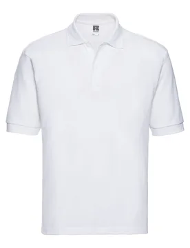 Mens Polycotton Pique Polo Shirt (White) - Size Small - Russell athletic - FashionsVida
