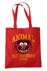 Unisex The Muppets Animal The Drummer Collegic Grocery Travel Reusable Tote Bag in Red - Red - Size: One Size