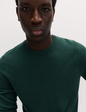Cashmilon™ Crew Neck Jumper Dark Green male - M&S - FashionsVida