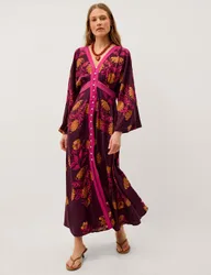Koa Long Sleeve Floral Midi Dress Berry female