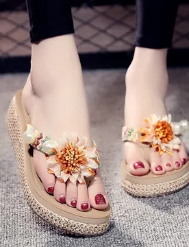 Fashion Platform Flip-flops for Women Fashion Flower Decoration Woman's Shoes Non-slip Beach Women's Sandals Sandalias De Mujer - Aliexpress - FashionsVida