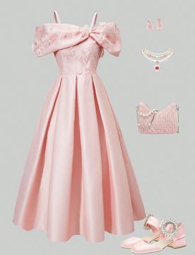 Vestido largo elegante para niñas preadolescentes con lazo, hombros descubiertos, cintura alta y falda acampanada en línea A para fiestas