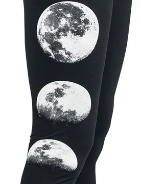 Gothic Leggings - Leggings mit Mond - S bis 5XL - für Damen - Größe XL - schwarz - Frauen - female - Gothicana by EMP - FashionsVida