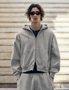 Sweat À Capuche Zippé Xs Gris