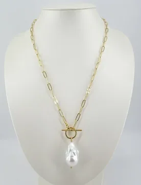 Natural Cultured White Keshi Baroque Pearl Gold Color Plated Chain Necklace Party Sweater Chain Necklace For Women 52CM - Aliexpress - FashionsVida