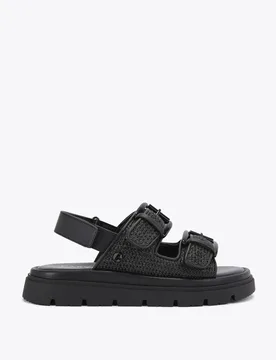 Woven Buckle Flatform Slingback Sandals Black female - Carvela - FashionsVida