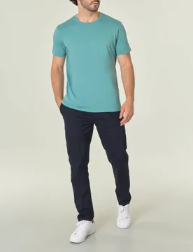 T-shirt color turchese mezza manica in puro cotone - Priority House - FashionsVida
