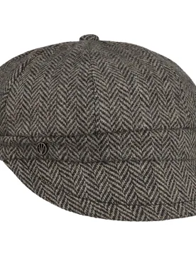 Herringbone Wool Newsboy Cap by - grey - Unisex - Size: One Size - Loevenich - FashionsVida