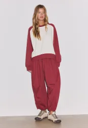 Cropped-Sweatshirt mit Kontrasten Dunkelrot L