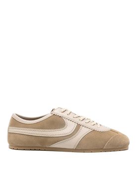 Sneakers In Camoscio Con Inserti In Pelle